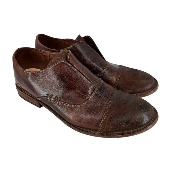 BED/STU Rose Cap Toe Oxford Laceless Loafer Distressed Brown Size 8 Slip On - Picture 1 of 14